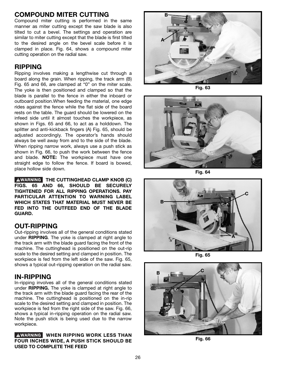 Compound miter cutting, Ripping, Out-ripping | In-ripping | Porter-Cable 33-891 User Manual | Page 26 / 32
