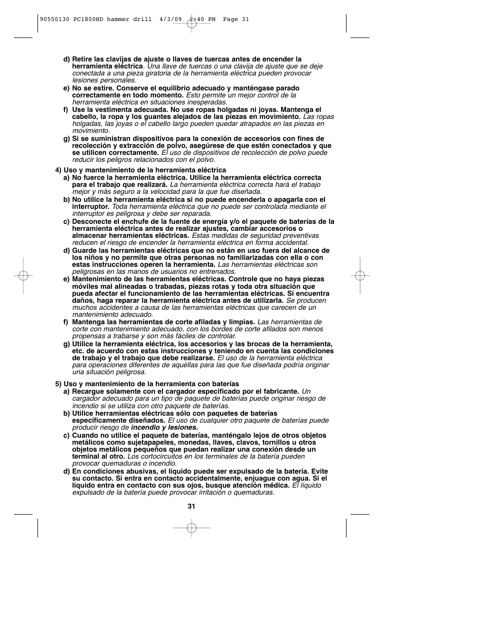 Porter-Cable PC1800HD User Manual | Page 31 / 44