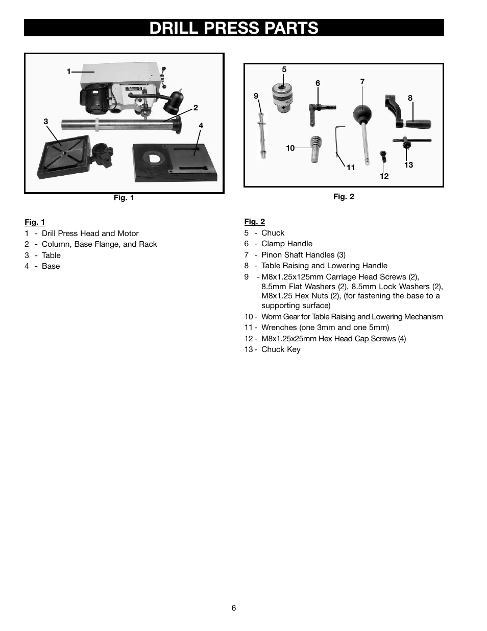 Drill press parts | Porter-Cable DP350 User Manual | Page 6 / 17