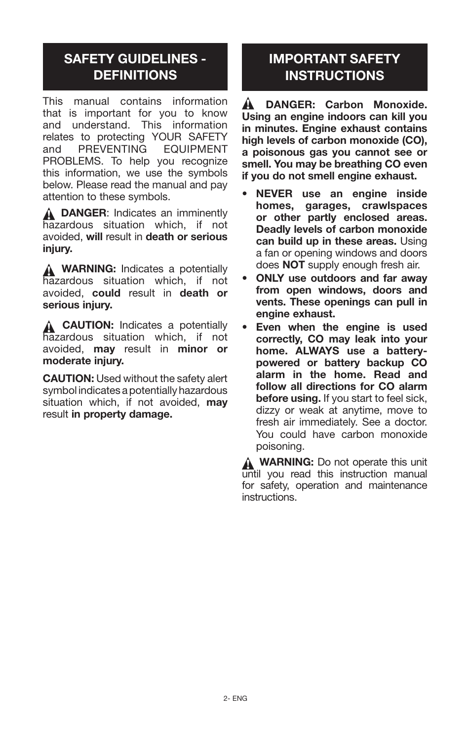 Safety guidelines - definitions, Important safety instructions | Porter-Cable N030679 User Manual | Page 2 / 92