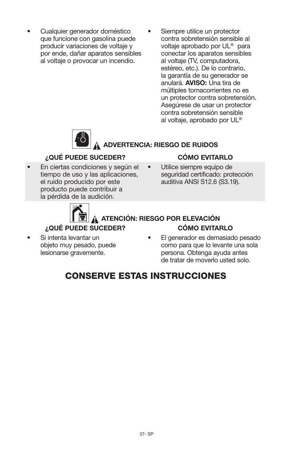 Conserve estas instrucciones | Porter-Cable N030679 User Manual | Page 37 / 92