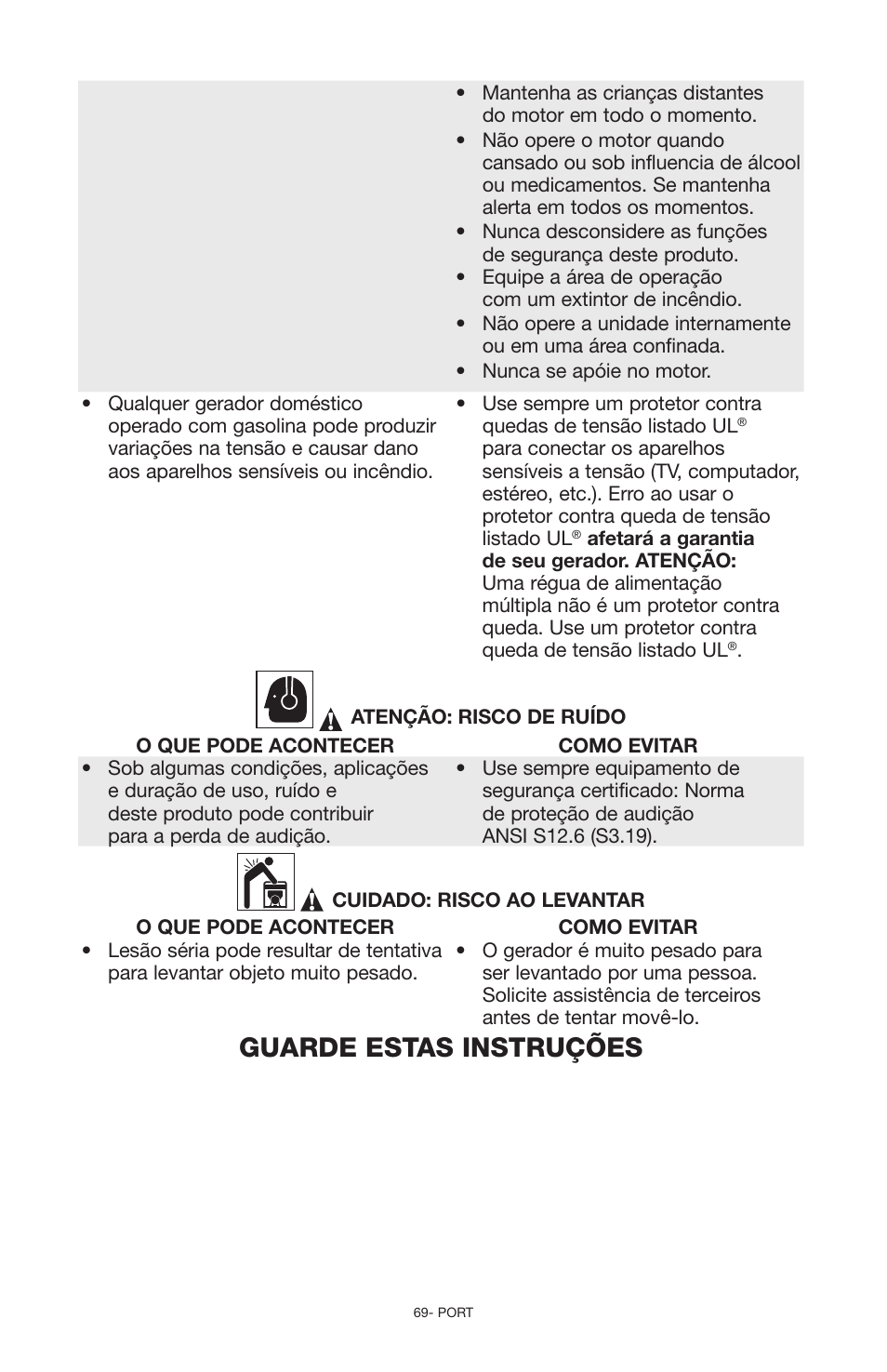 Guarde estas instruções | Porter-Cable N030679 User Manual | Page 69 / 92