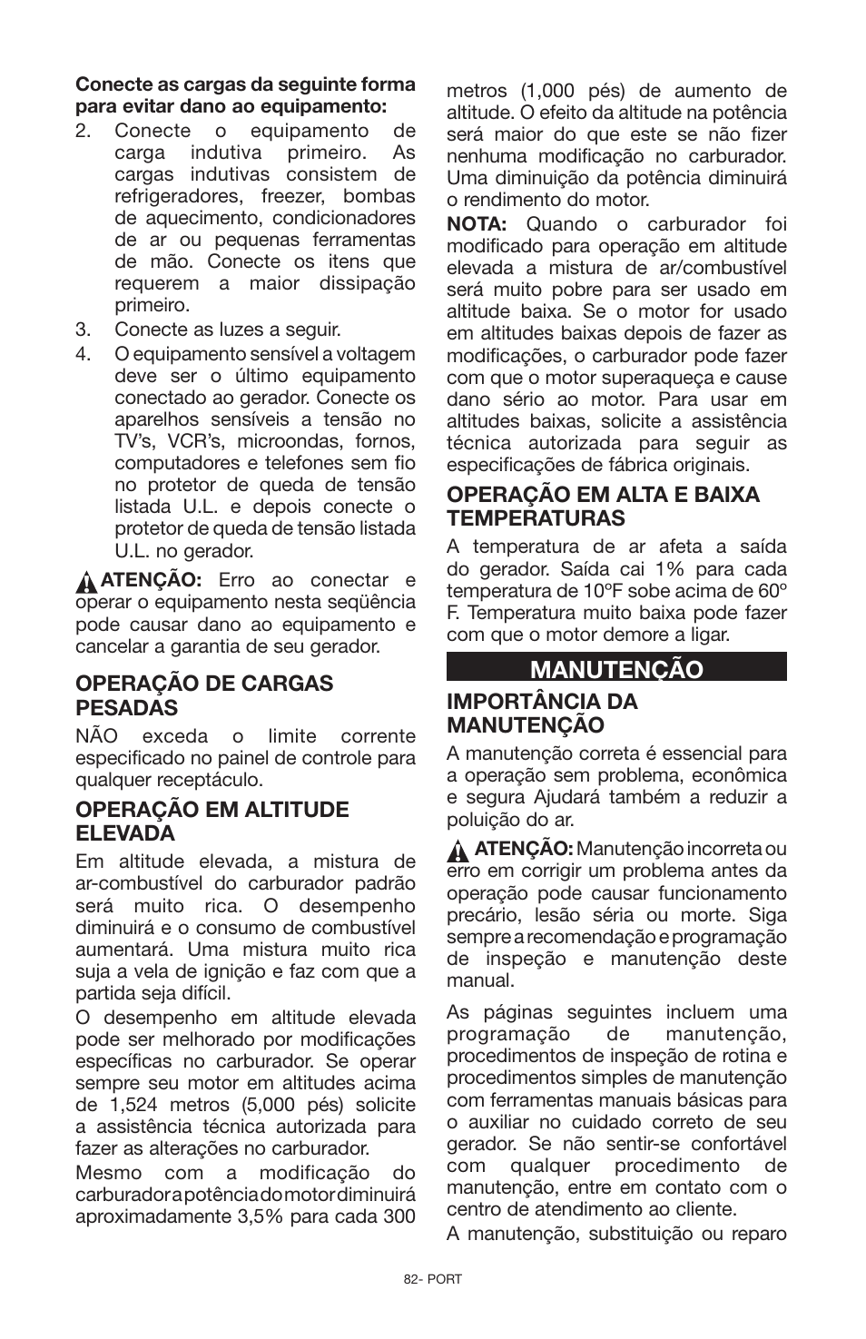 Manutenção | Porter-Cable N030679 User Manual | Page 82 / 92