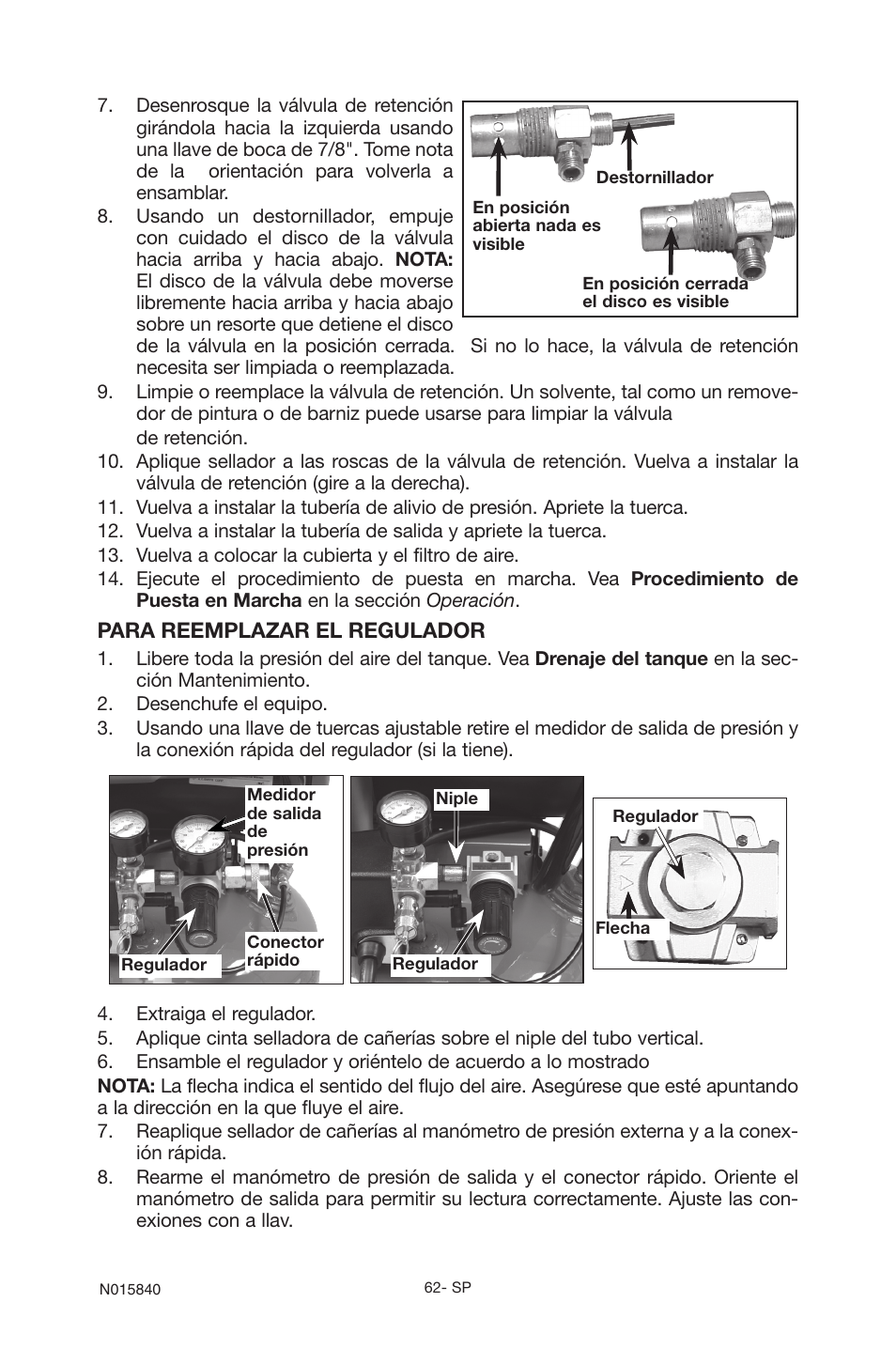 Para reemplazar el regulador | Porter-Cable CPFC2TV3525VP User Manual | Page 62 / 72