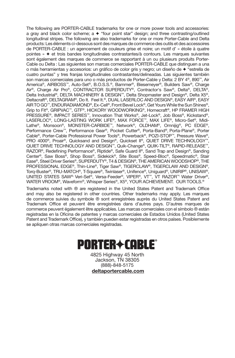 Porter-Cable CPFC2TV3525VP User Manual | Page 72 / 72