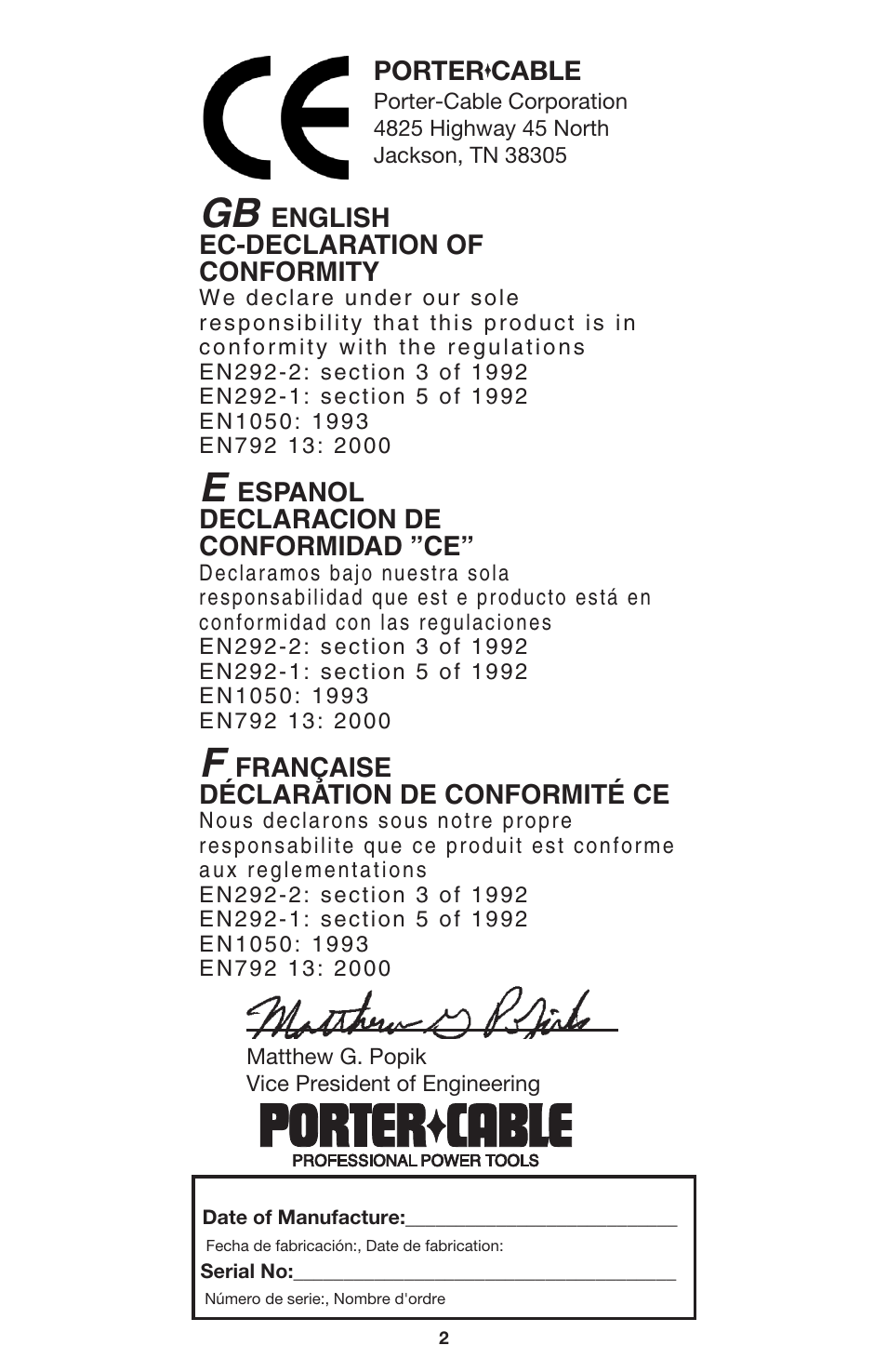 Porter-Cable FC350 User Manual | Page 2 / 15