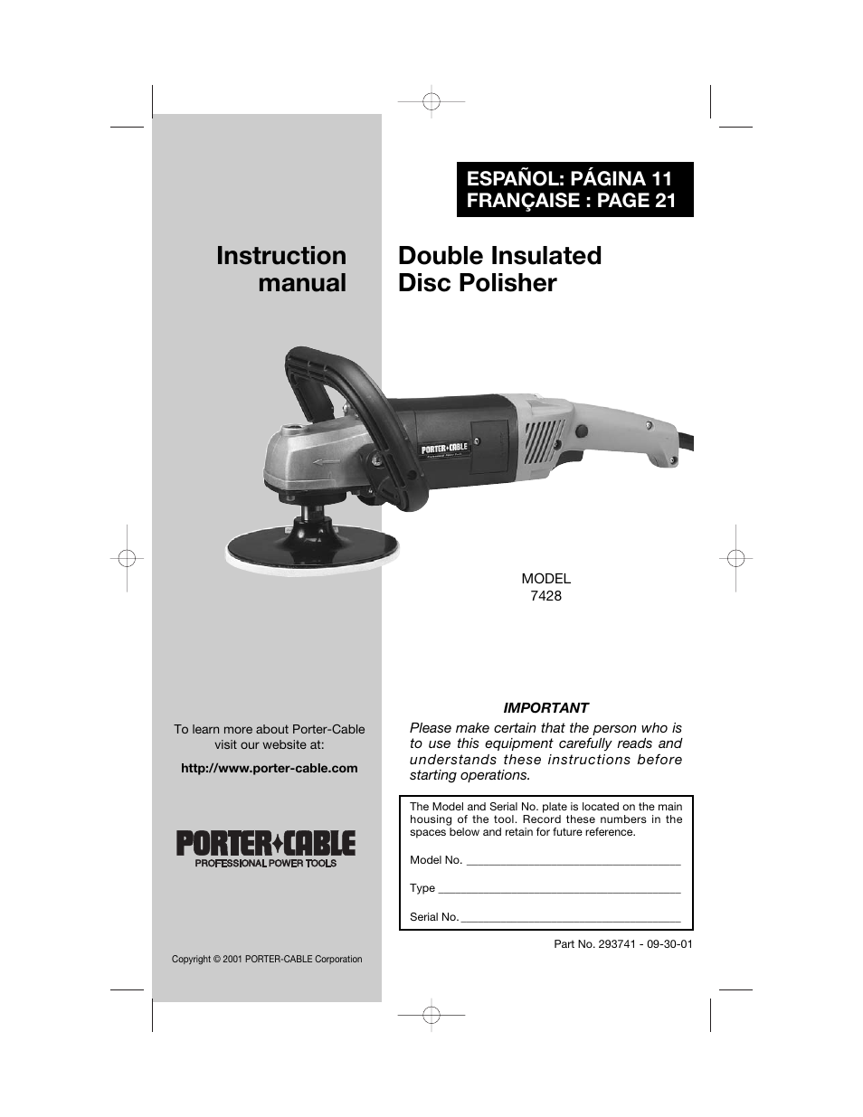 Porter-Cable 7428 User Manual | 11 pages