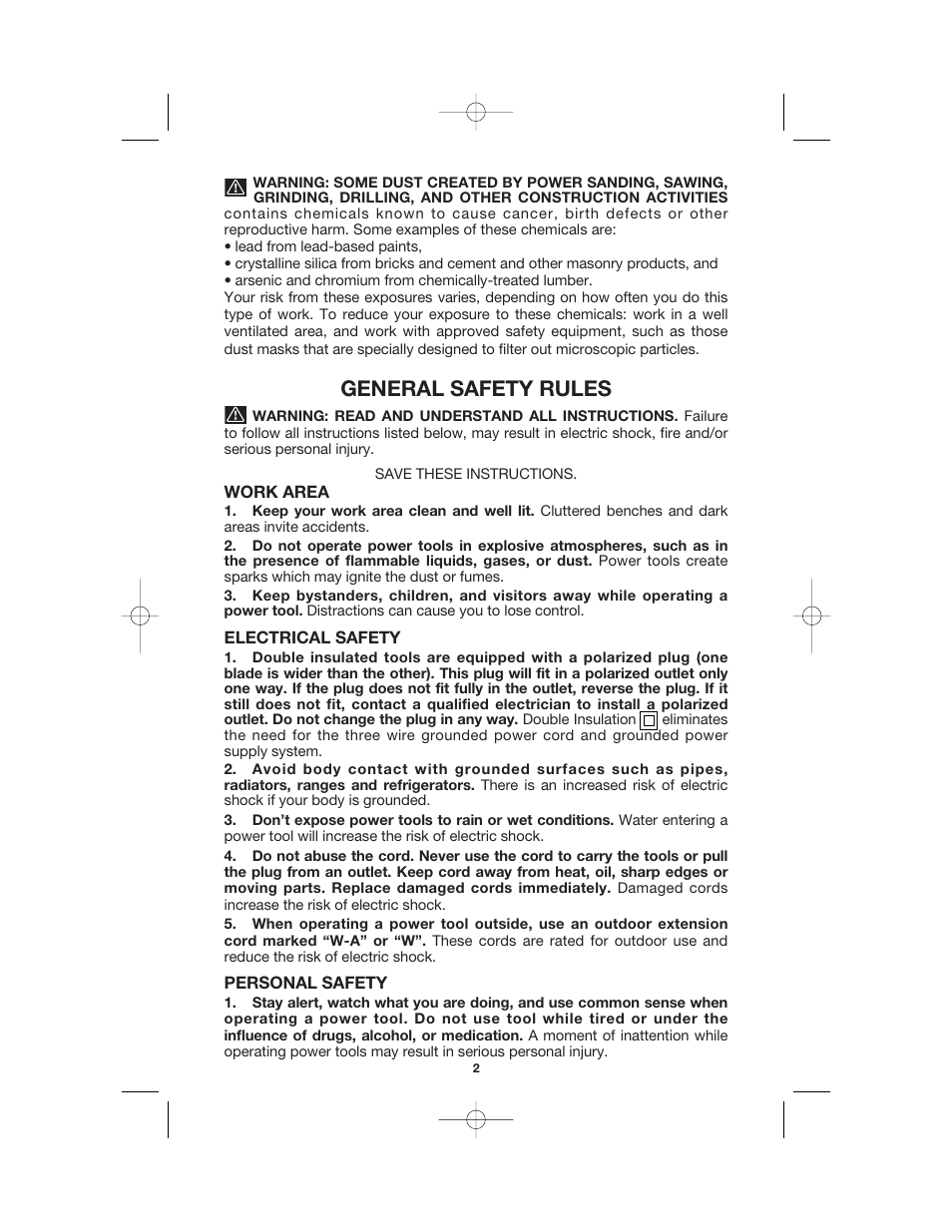 General safety rules | Porter-Cable 7428 User Manual | Page 2 / 11