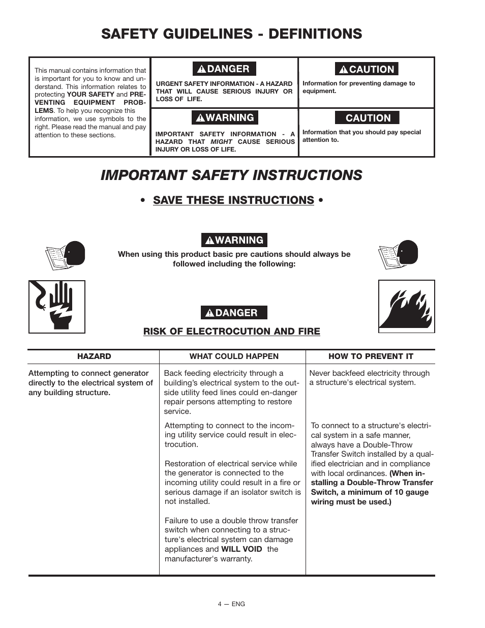 Save these instructions | Porter-Cable H1000 User Manual | Page 4 / 22