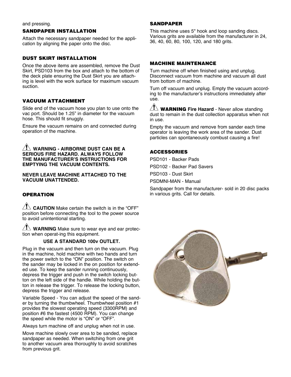 Porter-Cable PRO MINI SANDER PSDMNI User Manual | Page 3 / 6