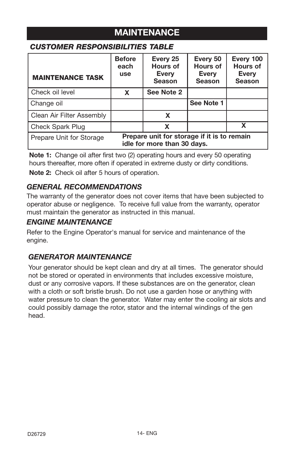Maintenance | Porter-Cable D26729-028-0 User Manual | Page 14 / 22