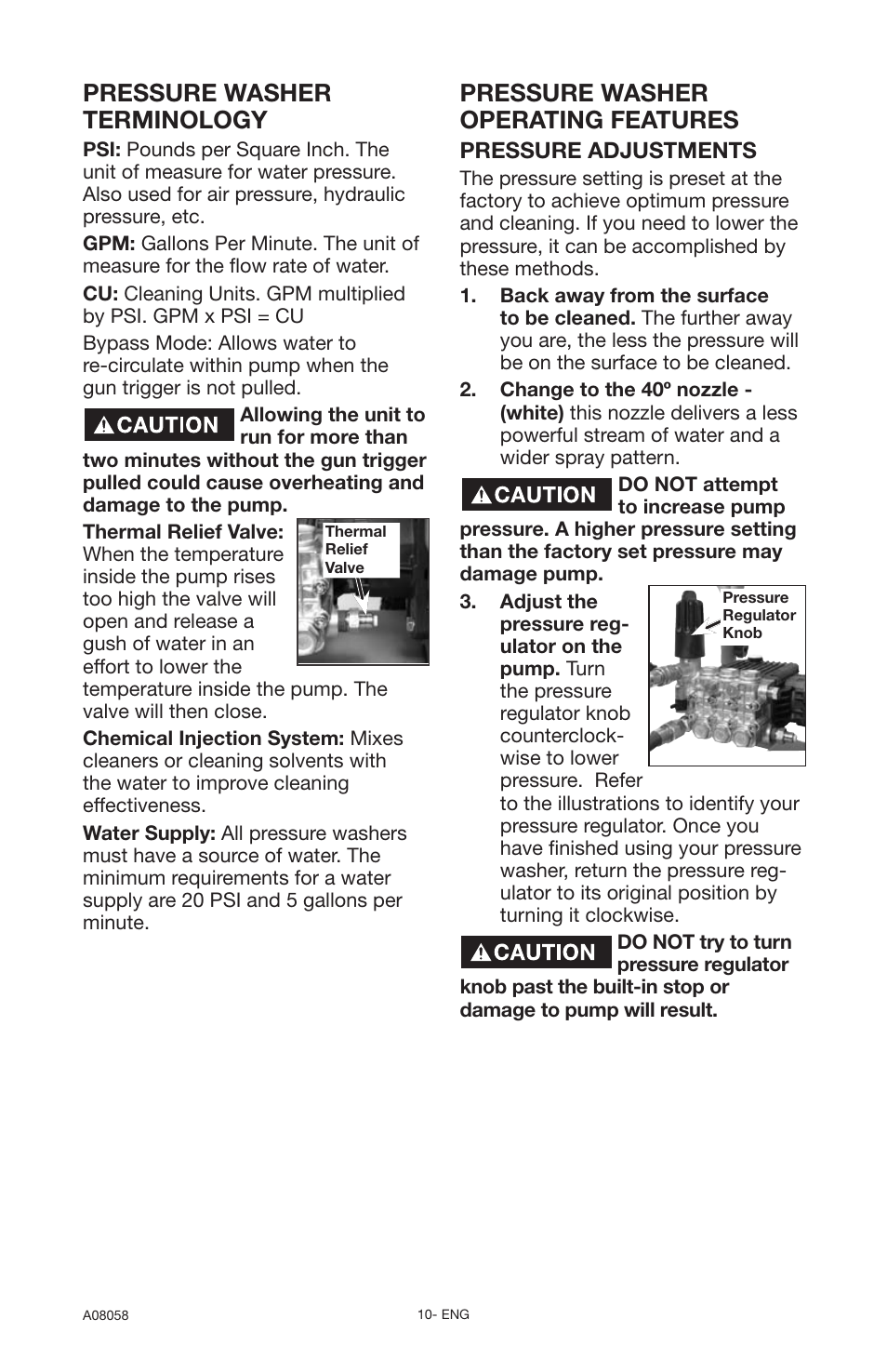 Pressure washer terminology, Pressure washer operating features | Porter-Cable PCH3740 User Manual | Page 10 / 20