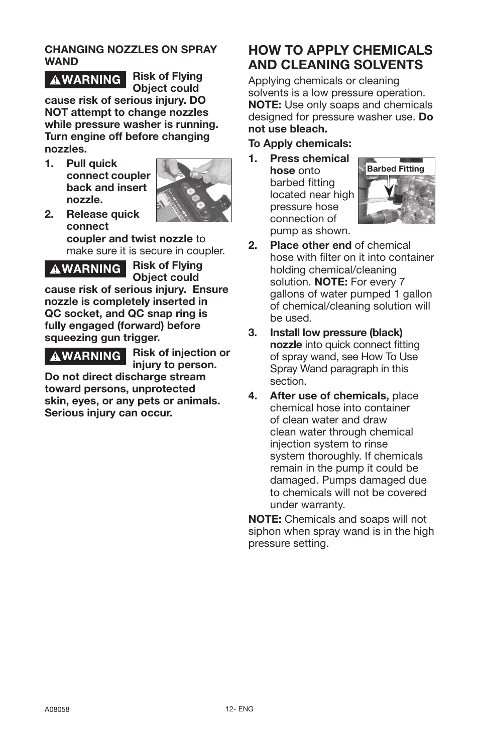 How to apply chemicals and cleaning solvents | Porter-Cable PCH3740 User Manual | Page 12 / 20