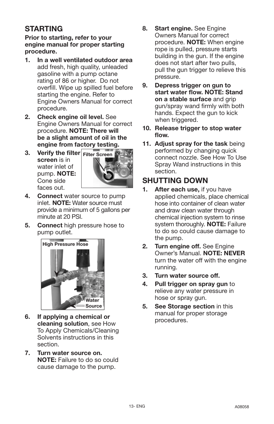 Starting, Shutting down | Porter-Cable PCH3740 User Manual | Page 13 / 20