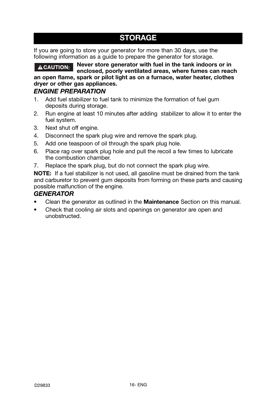 Storage | Porter-Cable D29833-038-0 User Manual | Page 16 / 68