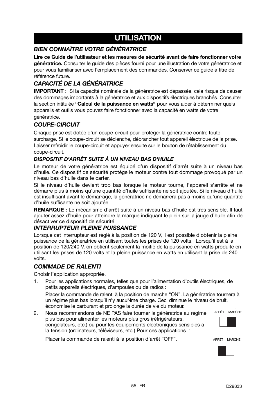 Utilisation | Porter-Cable D29833-038-0 User Manual | Page 55 / 68