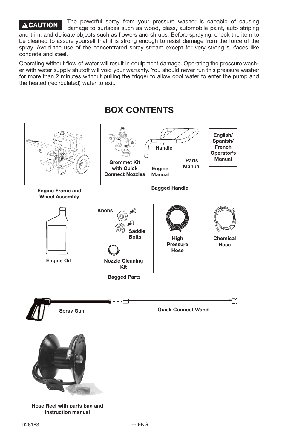 Box contents | Porter-Cable D26183-025-1 User Manual | Page 6 / 20