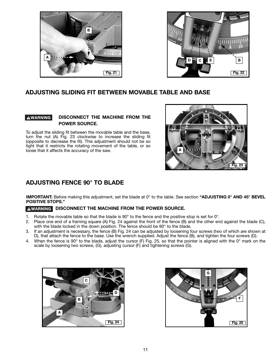 Adjusting fence 90° to blade | Porter-Cable 3802L User Manual | Page 11 / 23