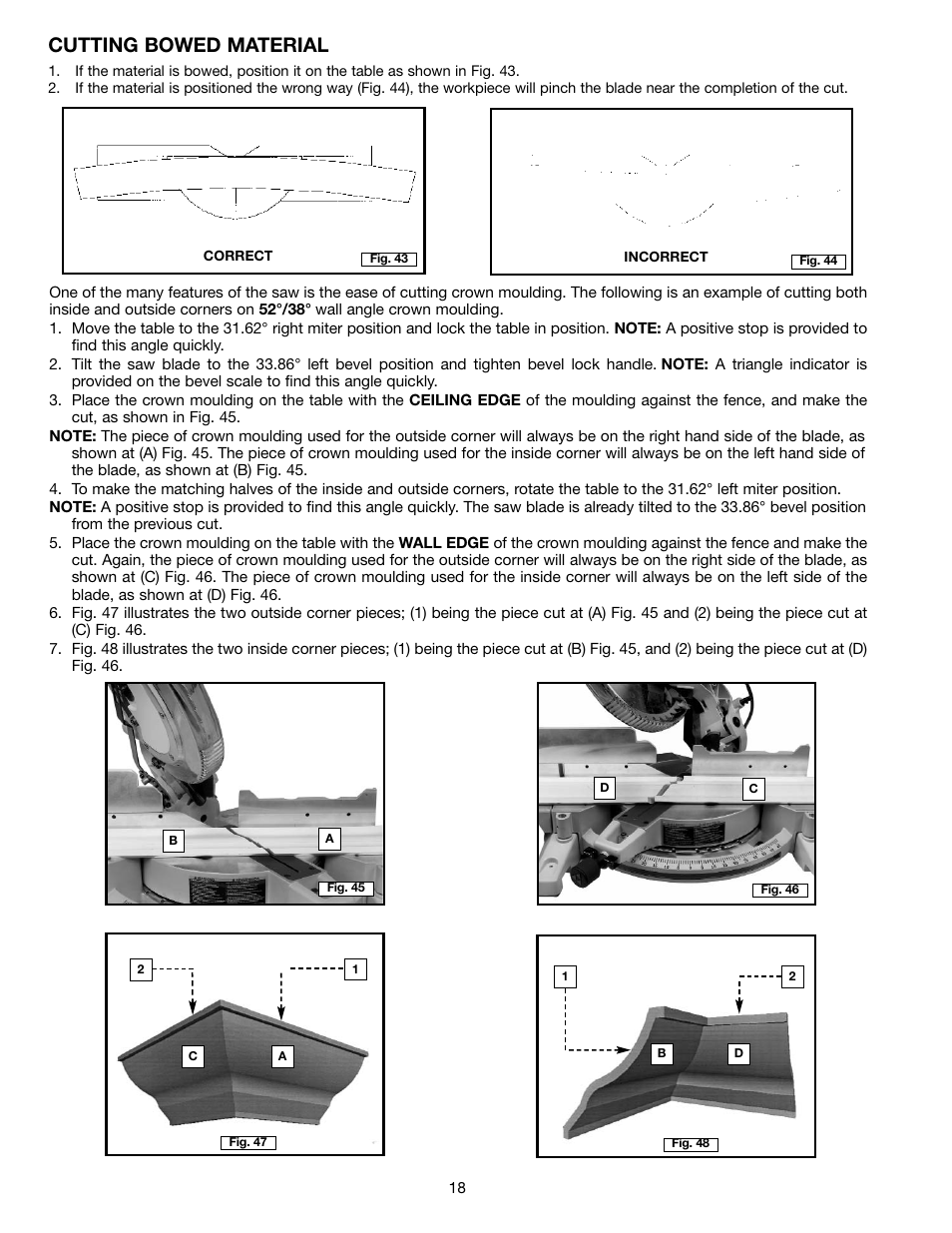 Cutting bowed material | Porter-Cable 3802L User Manual | Page 18 / 23