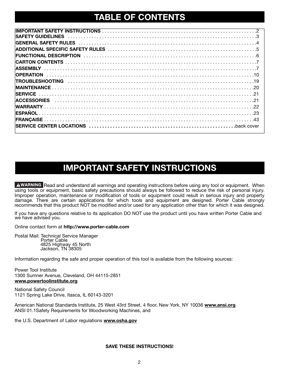 Porter-Cable 3802L User Manual | Page 2 / 23