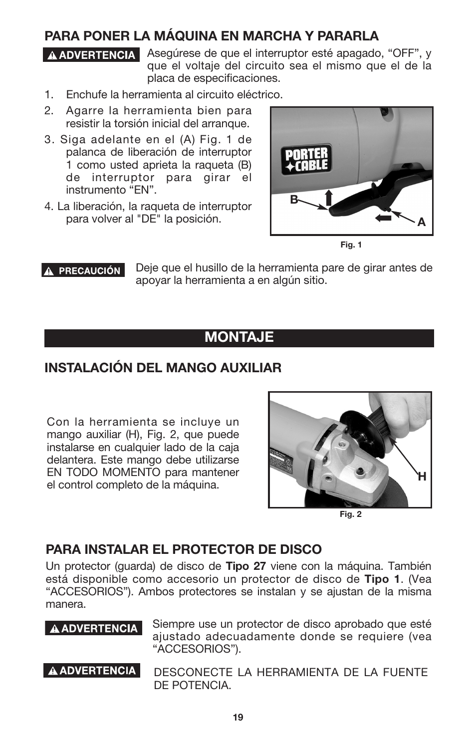 Montaje | Porter-Cable 7416 User Manual | Page 19 / 36