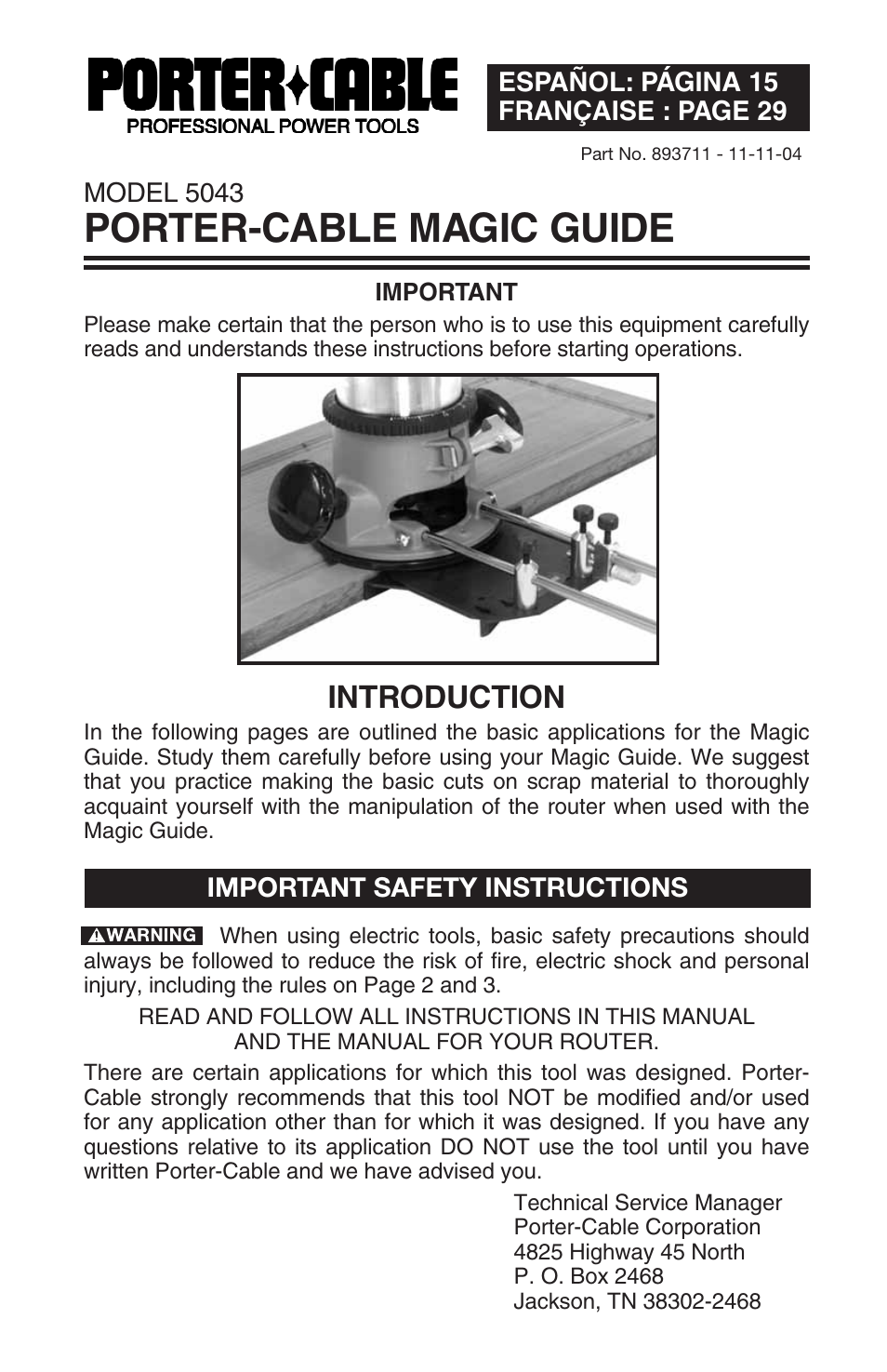 Porter-Cable 5043 User Manual | 15 pages