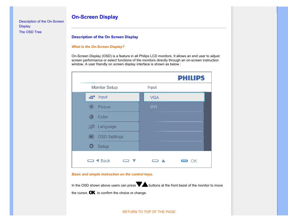 On-screen display | Philips LCD monitor 223EI User Manual | Page 47 / 73