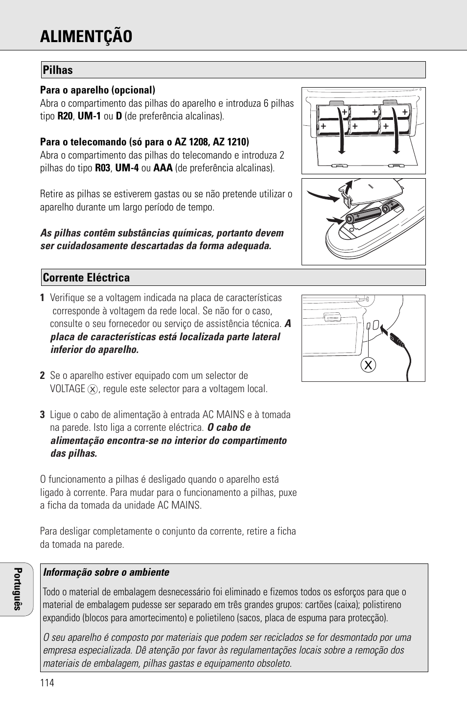 Alimentção | Porter-Cable AZ1203 User Manual | Page 114 / 136