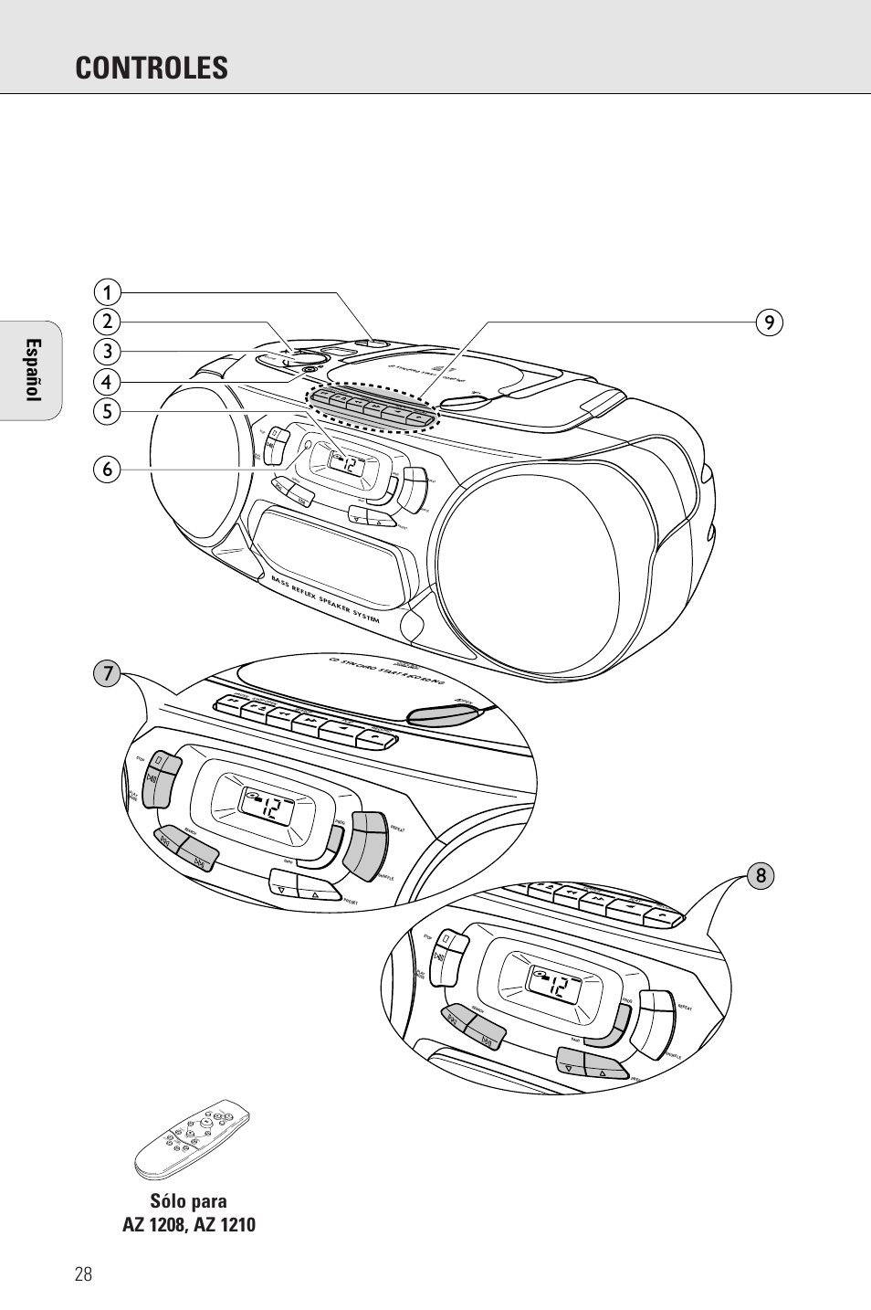 Controles, 28 español | Porter-Cable AZ1203 User Manual | Page 28 / 136