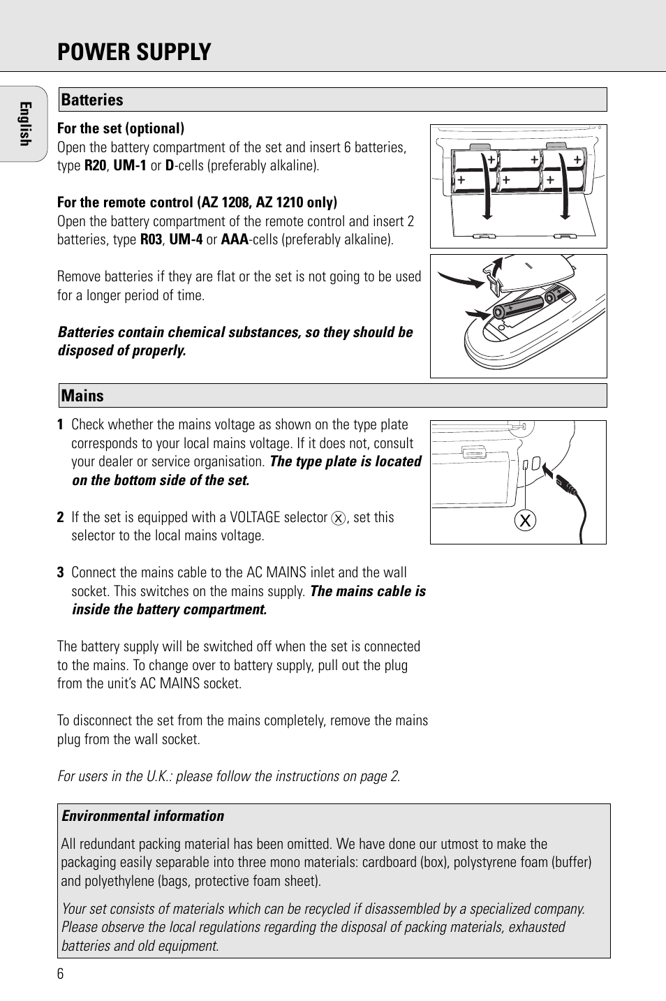 Power supply | Porter-Cable AZ1203 User Manual | Page 6 / 136