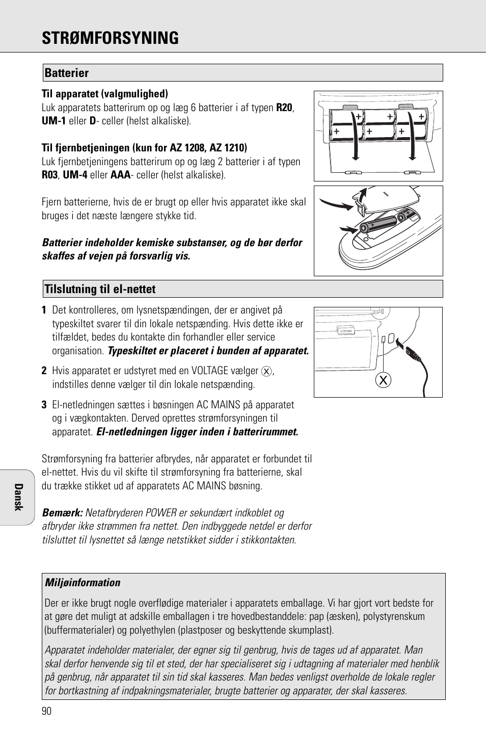 Strømforsyning | Porter-Cable AZ1203 User Manual | Page 90 / 136