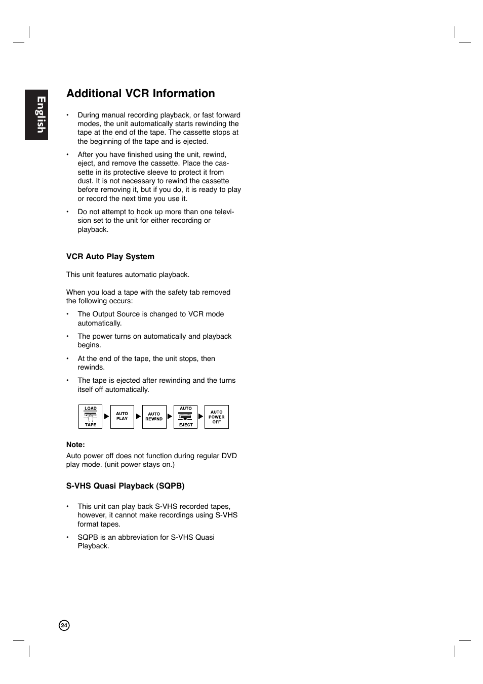 English, Additional vcr information | Philips DVP3340V-17B User Manual | Page 24 / 34