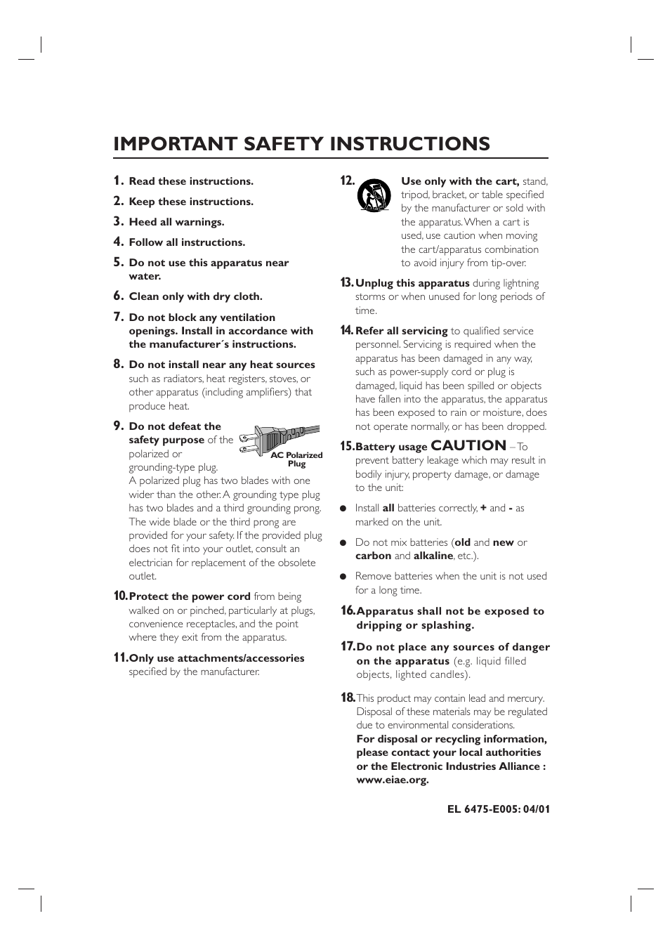 Important safety instructions, Caution | Philips DVP3340V-17B User Manual | Page 3 / 34