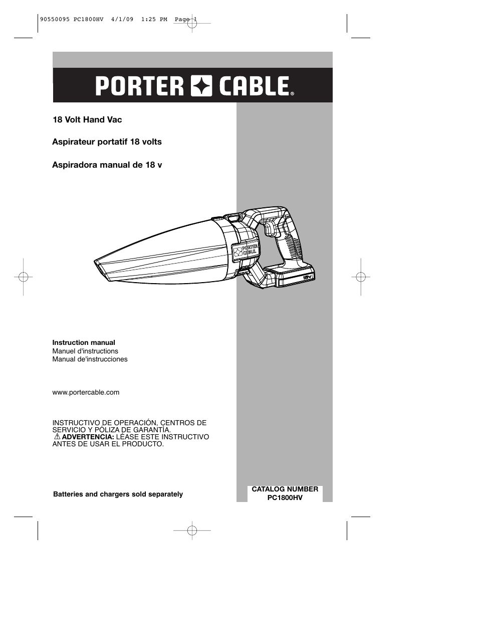 Porter-Cable PC1800HV User Manual | 36 pages