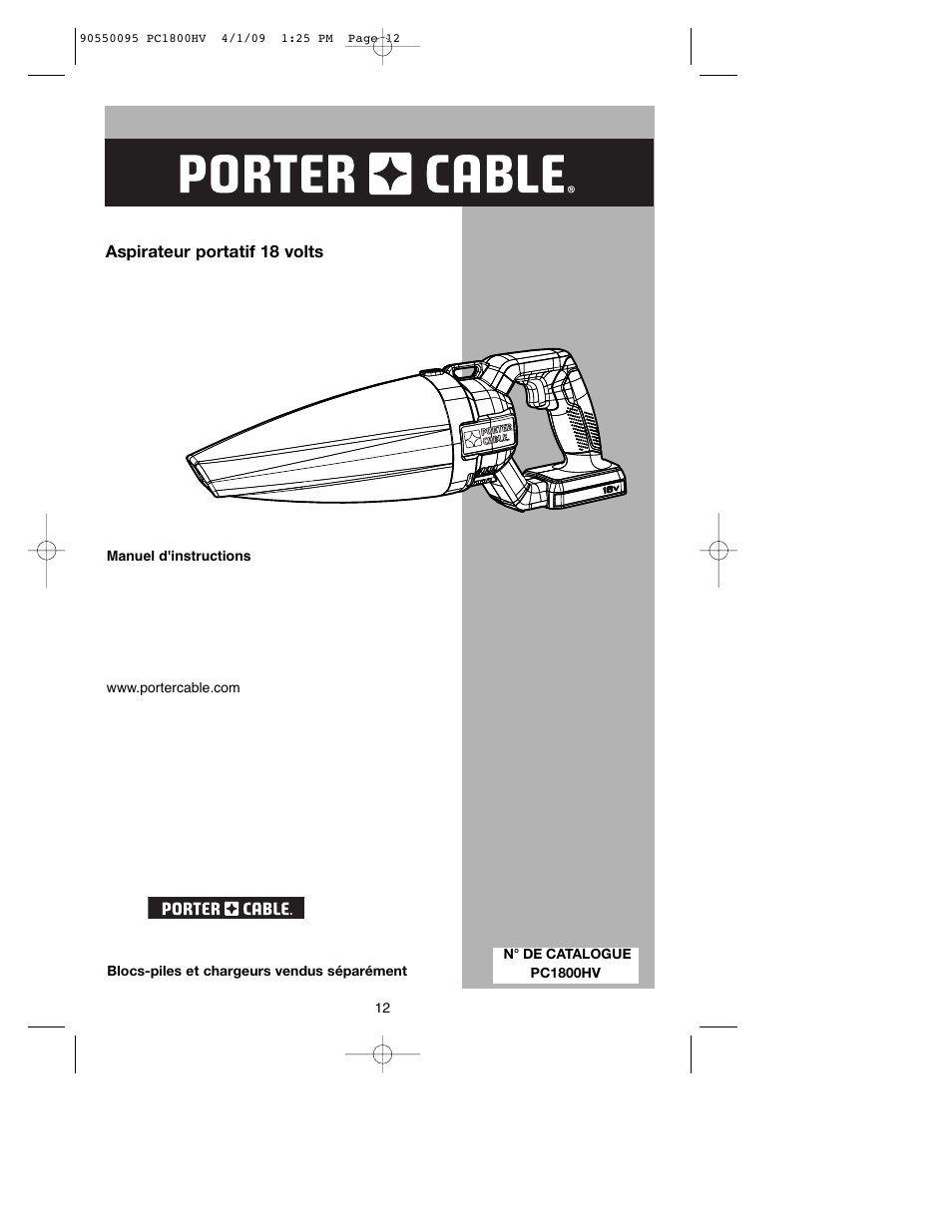 Porter-Cable PC1800HV User Manual | Page 12 / 36