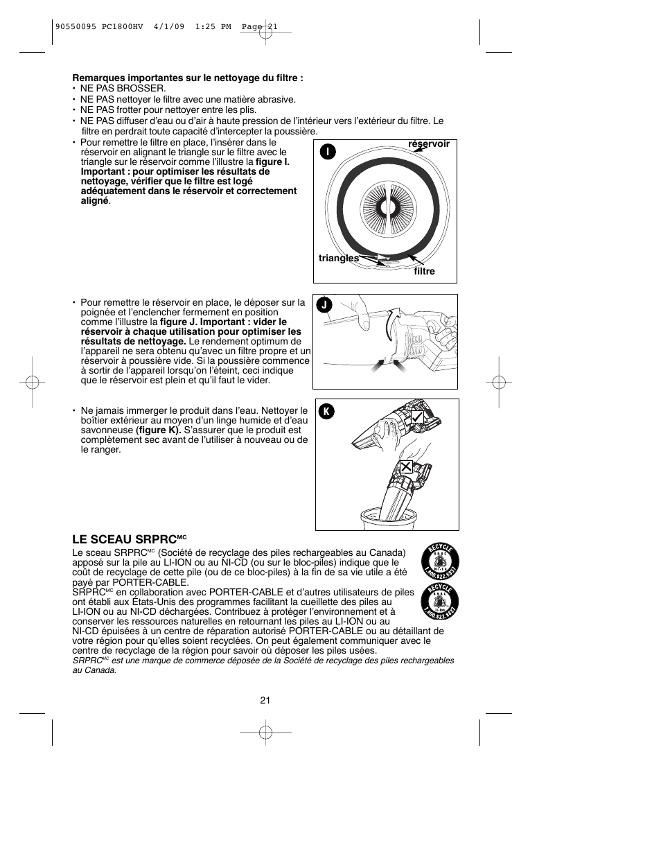 Le sceau srprc | Porter-Cable PC1800HV User Manual | Page 21 / 36