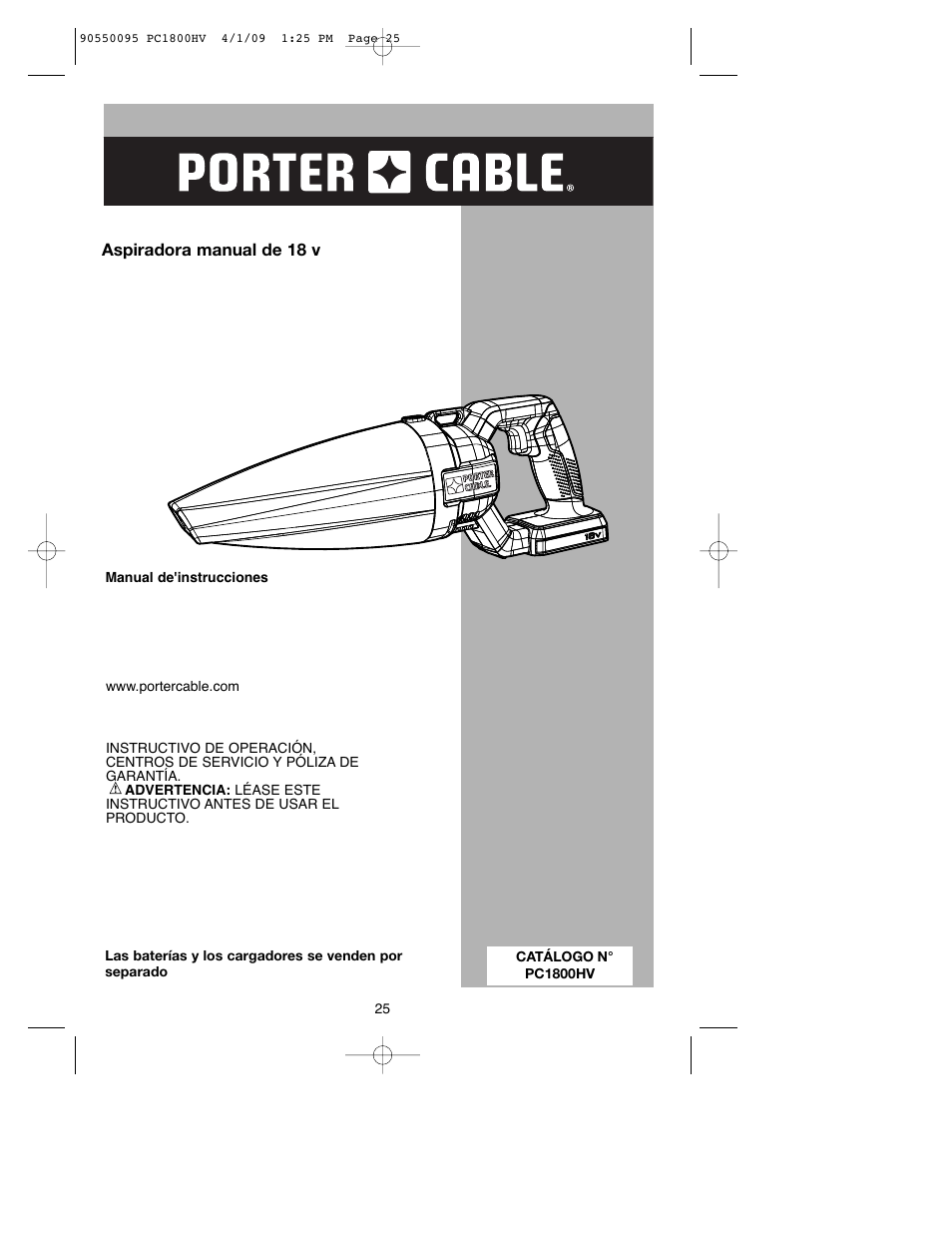 Porter-Cable PC1800HV User Manual | Page 25 / 36