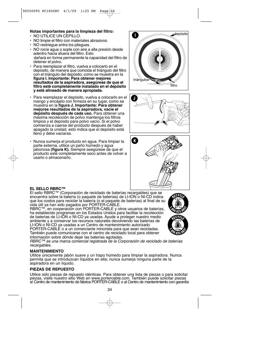 Porter-Cable PC1800HV User Manual | Page 34 / 36