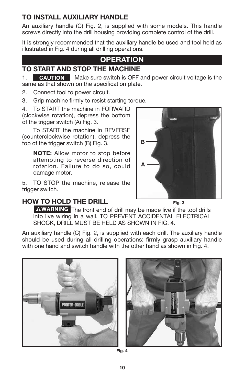 Operation, How to hold the drill | Porter-Cable 7564 User Manual | Page 10 / 15