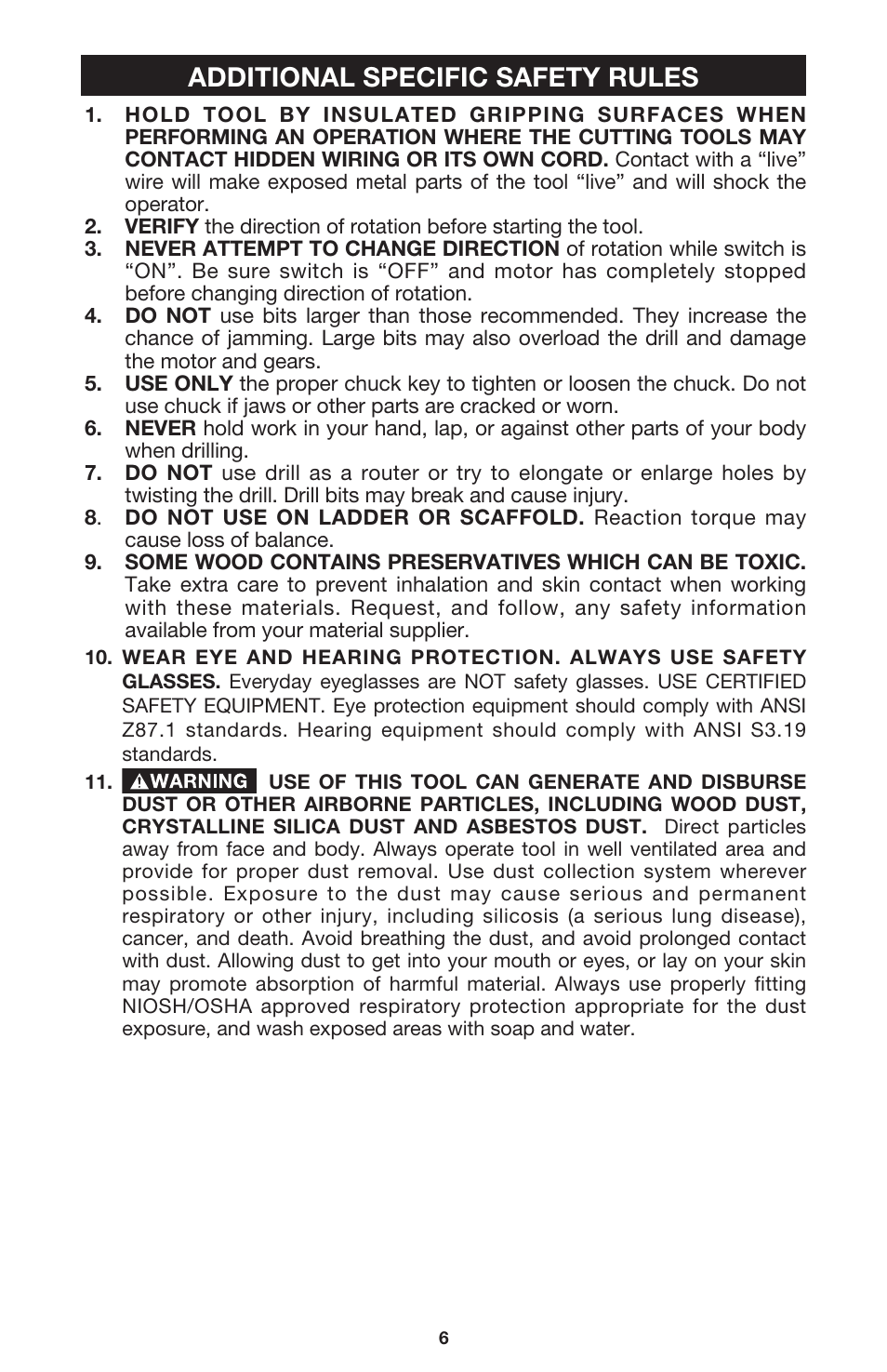 Additional specific safety rules | Porter-Cable 7564 User Manual | Page 6 / 15