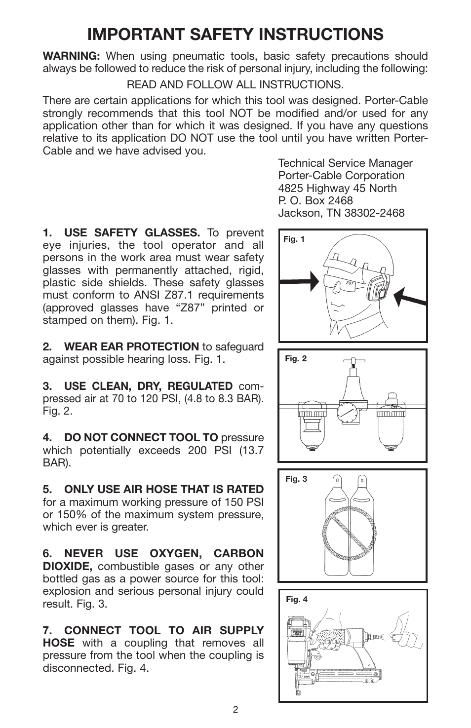 Important safety instructions | Porter-Cable 894884-003 User Manual | Page 3 / 12