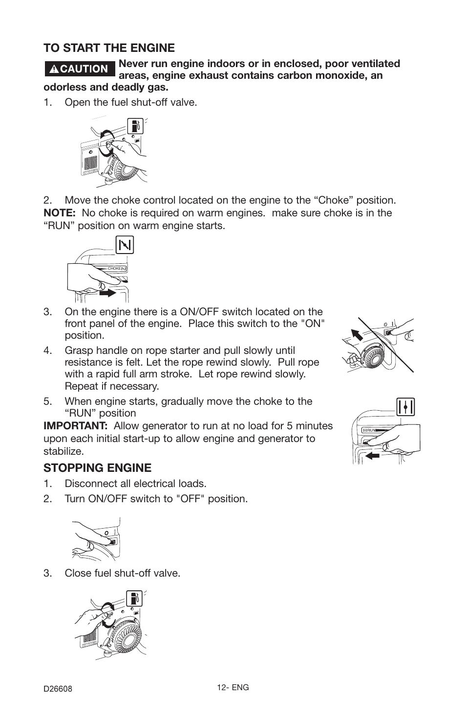 Stopping engine | Porter-Cable DBSI325 User Manual | Page 12 / 22