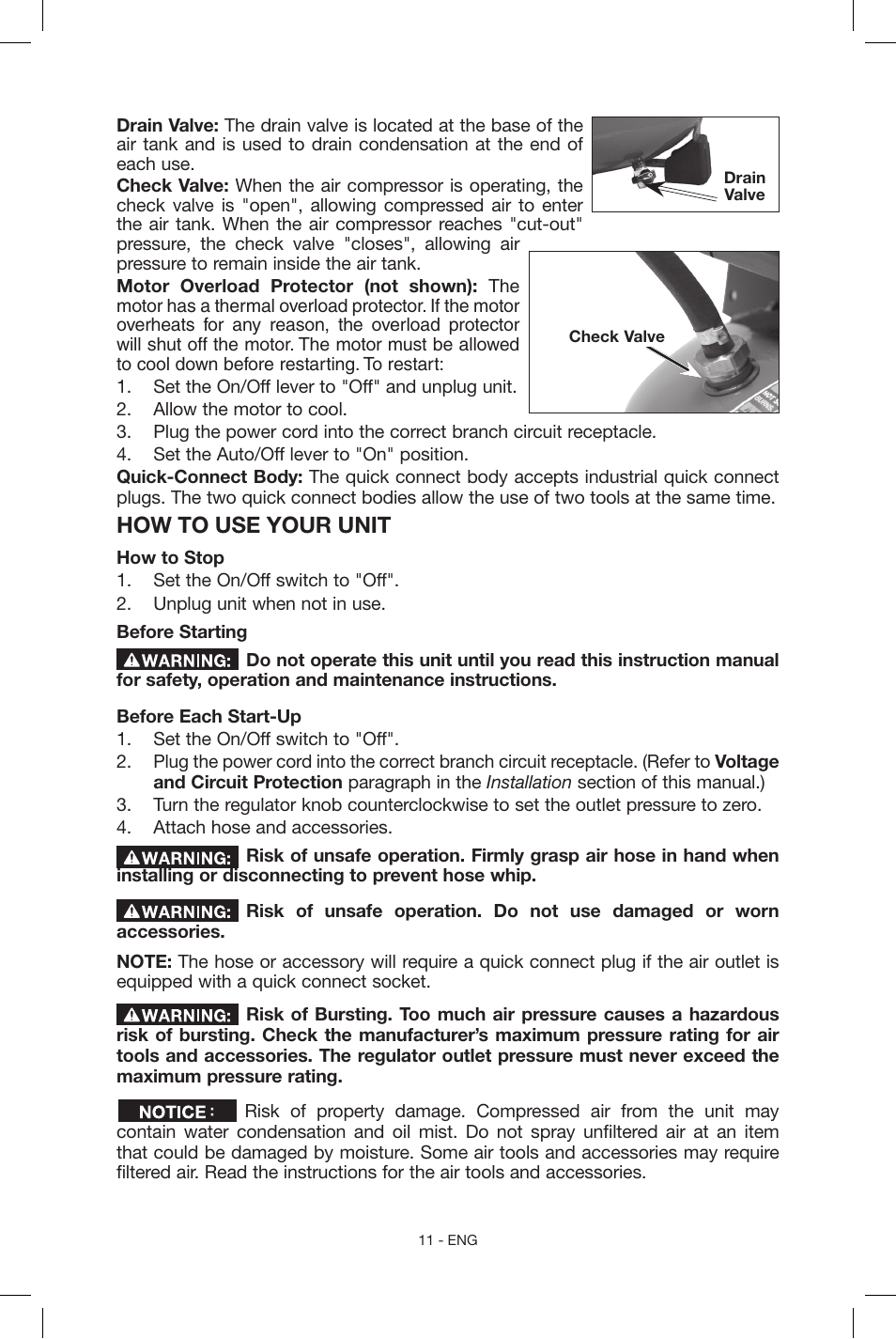 How to use your unit | Porter-Cable C2004 User Manual | Page 11 / 64