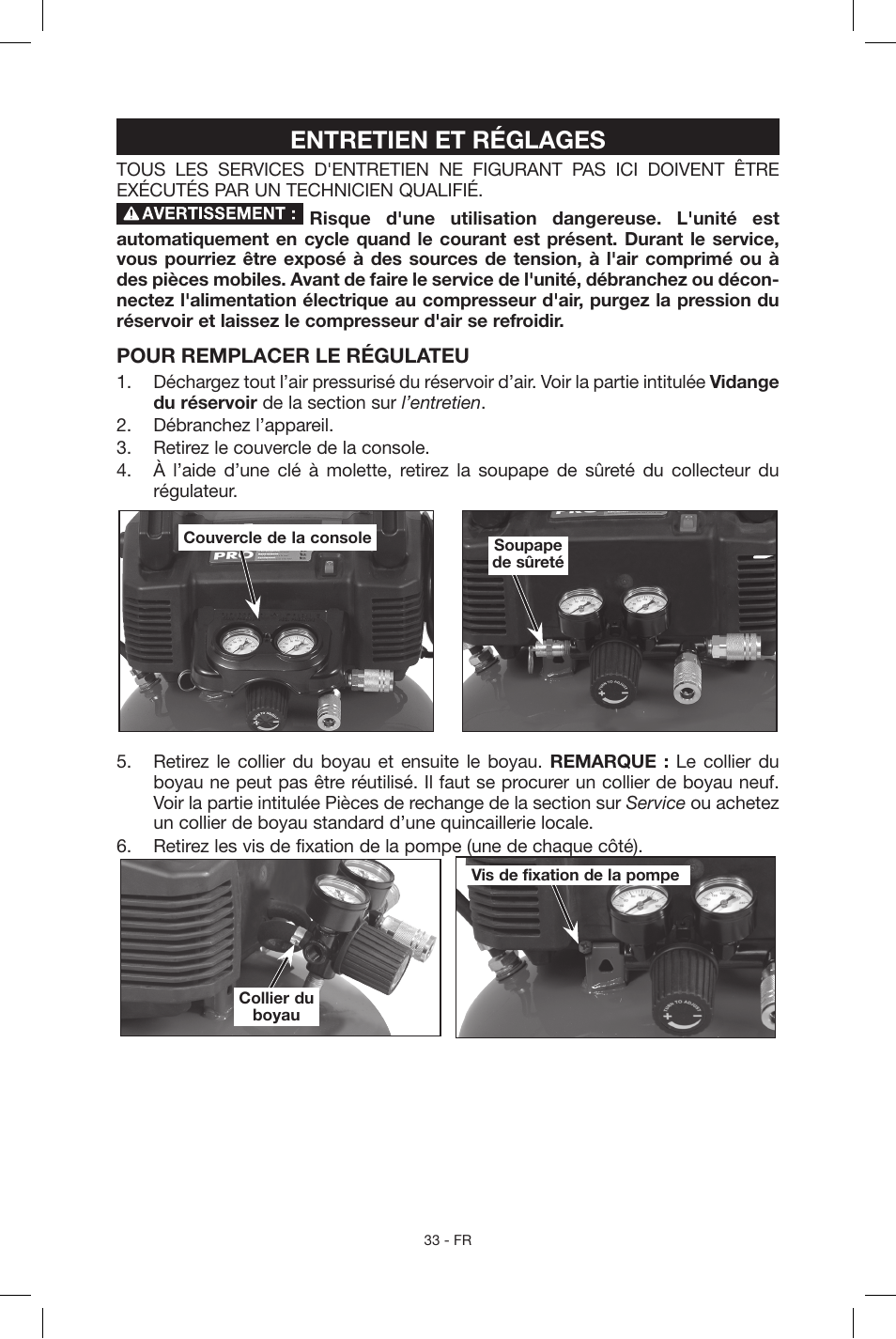 Entretien et réglages | Porter-Cable C2004 User Manual | Page 33 / 64