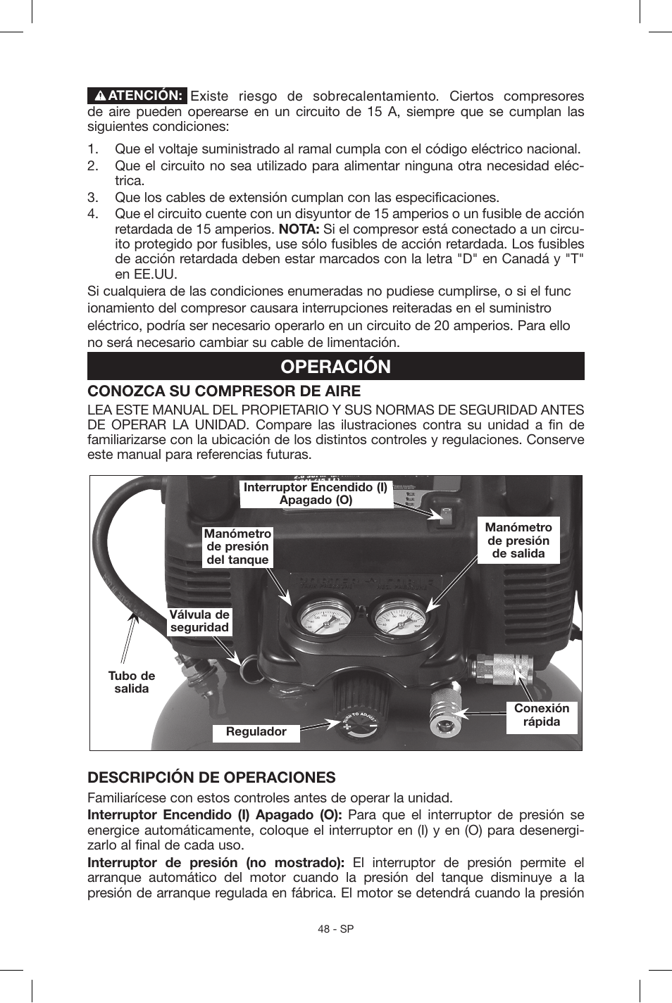 Operación | Porter-Cable C2004 User Manual | Page 48 / 64