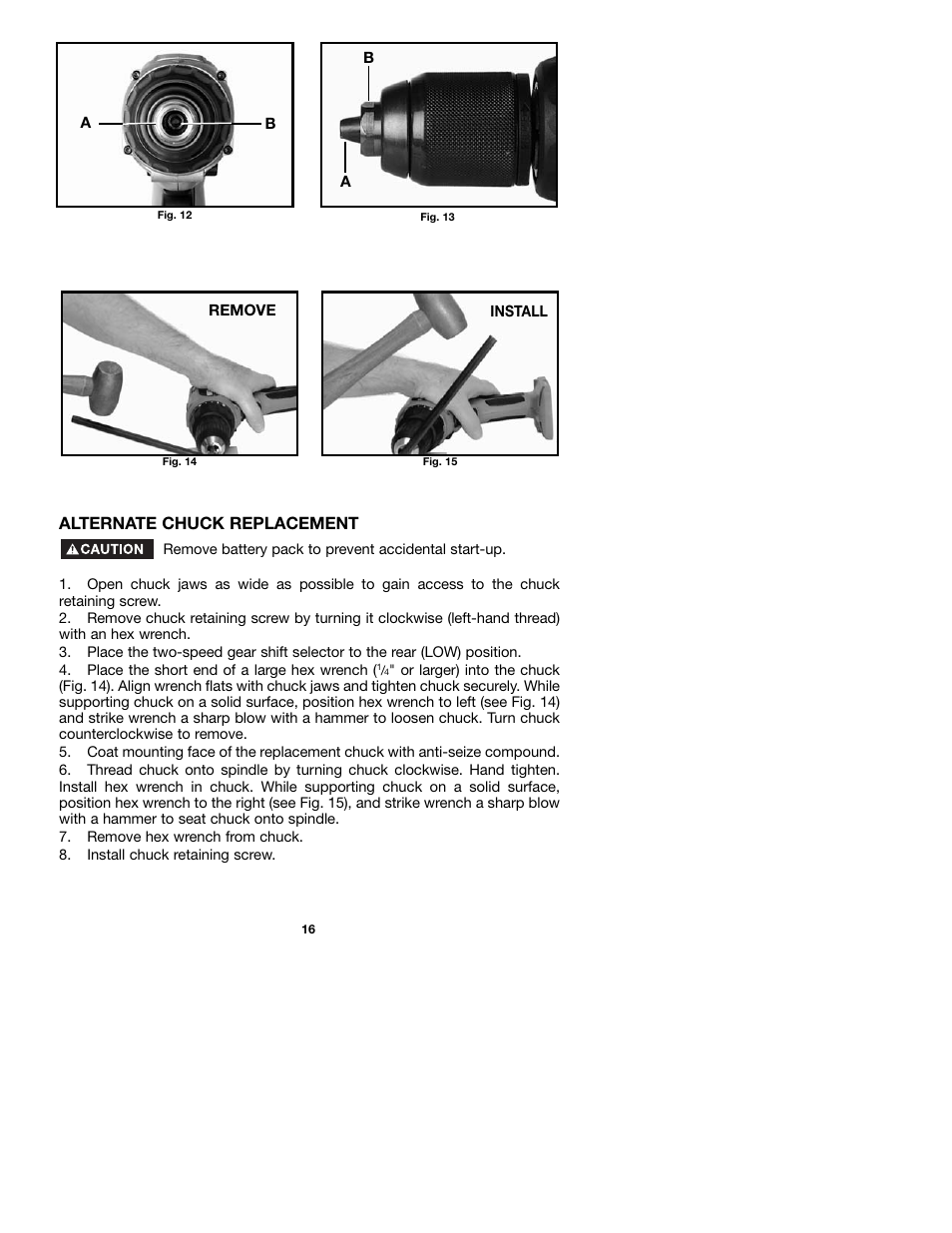 Alternate chuck replacement | Porter-Cable 8623 User Manual | Page 16 / 19