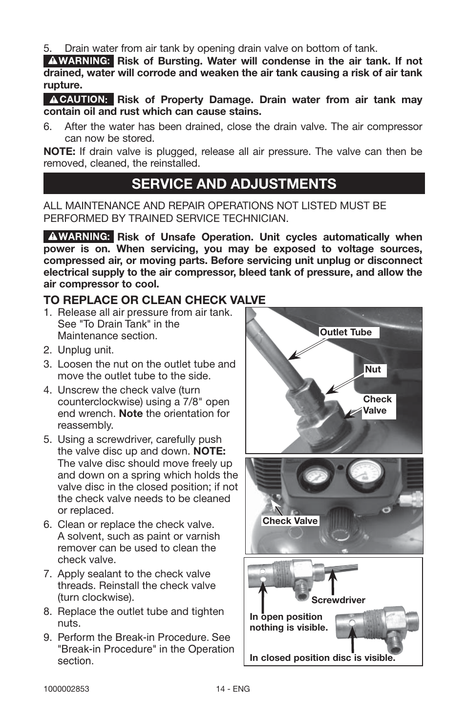 Service and adjustments | Porter-Cable 1000002853 User Manual | Page 14 / 68