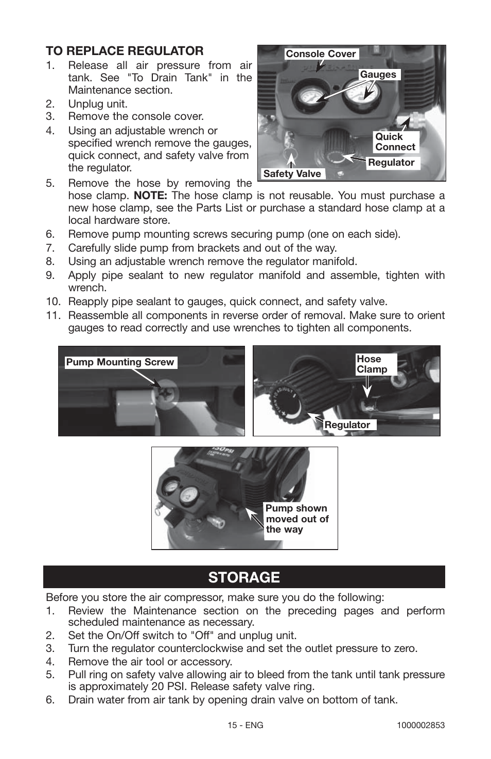 Storage | Porter-Cable 1000002853 User Manual | Page 15 / 68