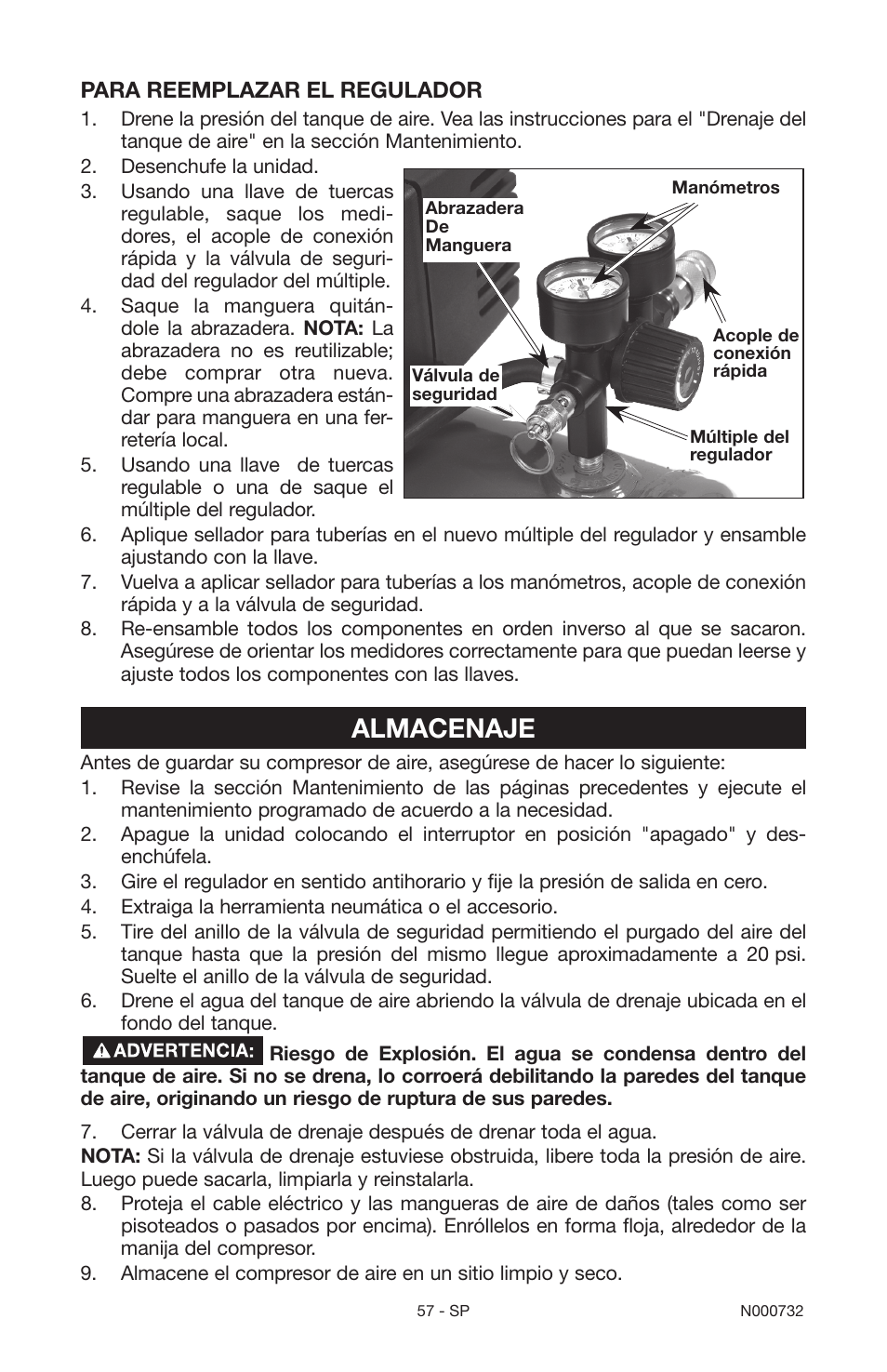 Almacenaje | Porter-Cable C2025 User Manual | Page 57 / 64