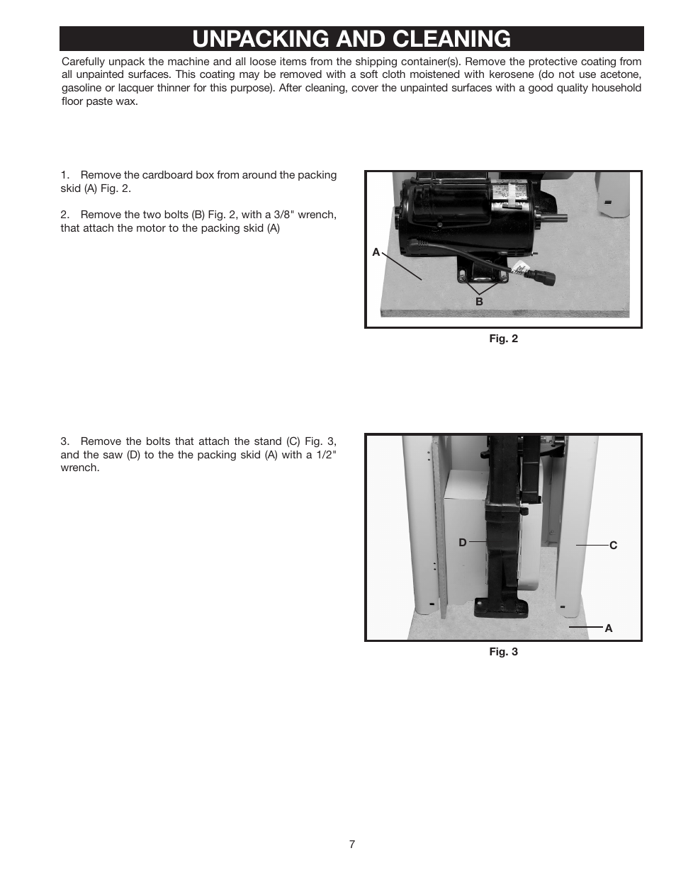 Unpacking and cleaning | Porter-Cable 28-475X User Manual | Page 7 / 28